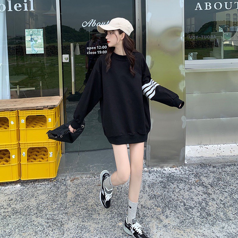 Áo thun dài tay Thom 4 sọc tay raglan BIGOMALL - Áo thun nữ form thụng cánh rơi siêu hot