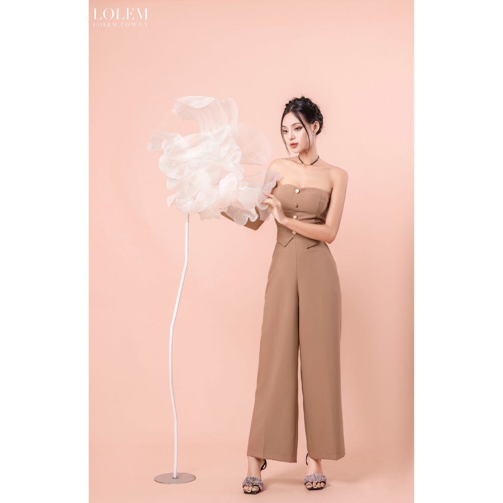 Áo cúp ngực LOLEM AK1279 phối 4 nút đồng vải chéo xước giữ form tốt