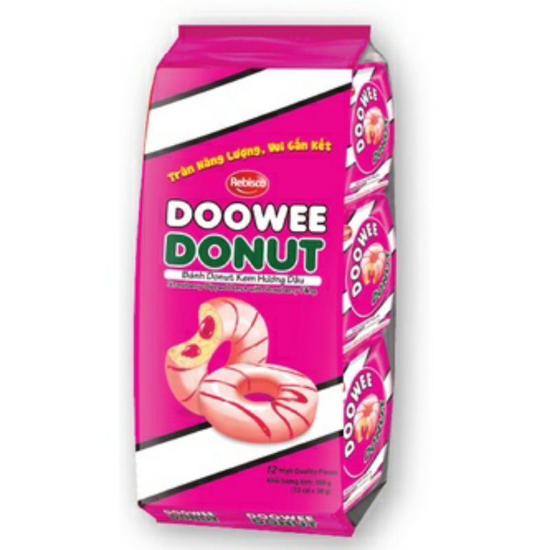 Túi 12 Bánh Doowee donut phủ socola nhân kem đủ vị 30g