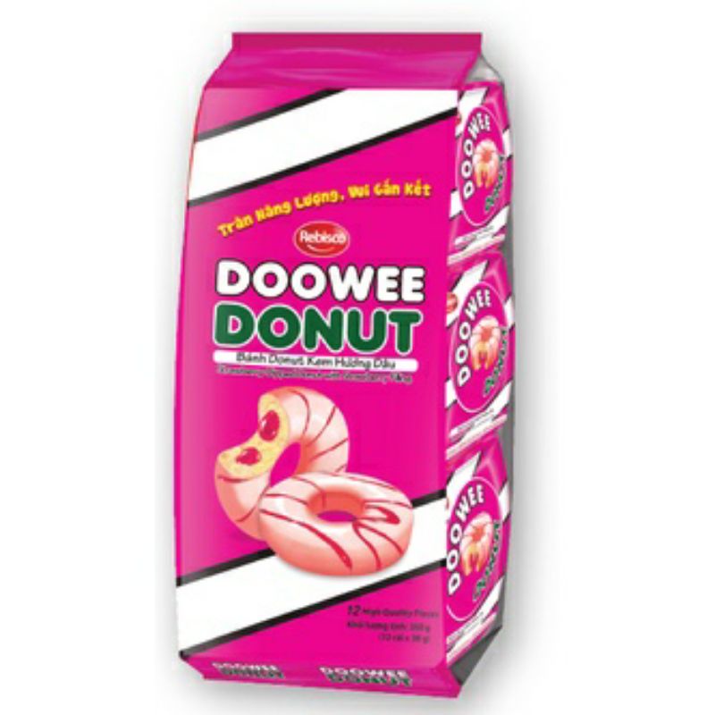 Túi 12 Bánh Doowee donut phủ socola nhân kem 30g