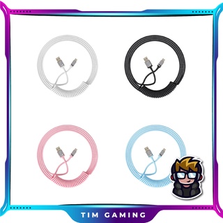 [Chính hãng] Dây cáp Coiled cho bàn phím cơ AKKO Type-C USB (Black / White / Pink / Blue)