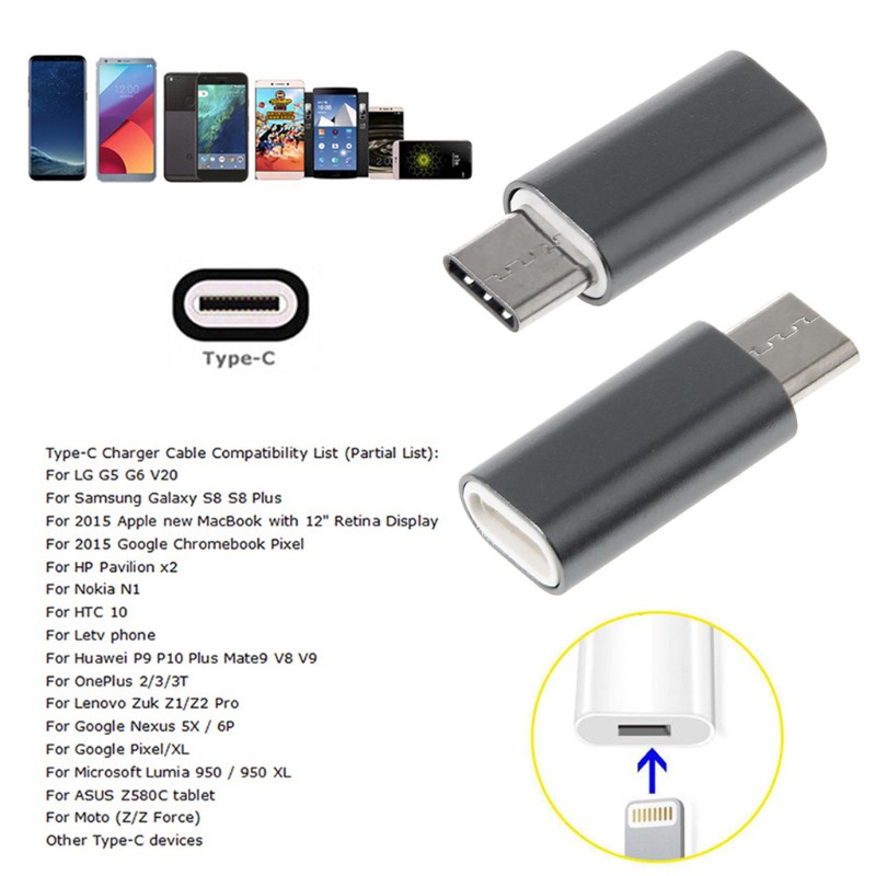 Đầu Chuyển Đổi 8pin Lightning Sang Type C Cho S8 Note8 Oneplus 3 5