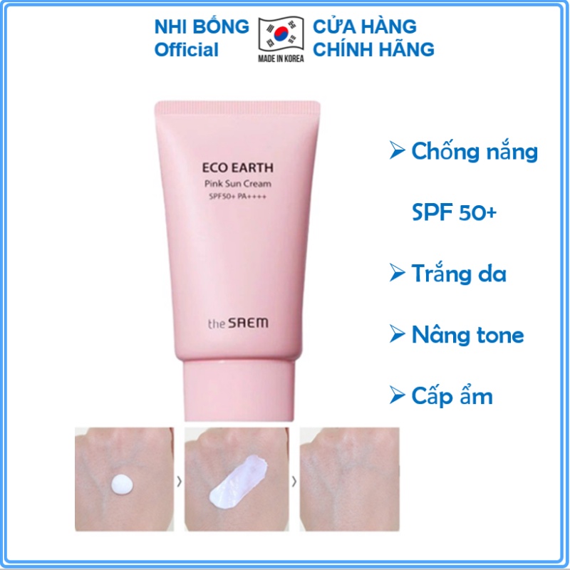 Kem chống nắng nâng tone TheSeams Eco Earth Power Hàn Quốc SPF 50+ PA+++ [ Cam Kết Chính Hãng Hàn Quốc]