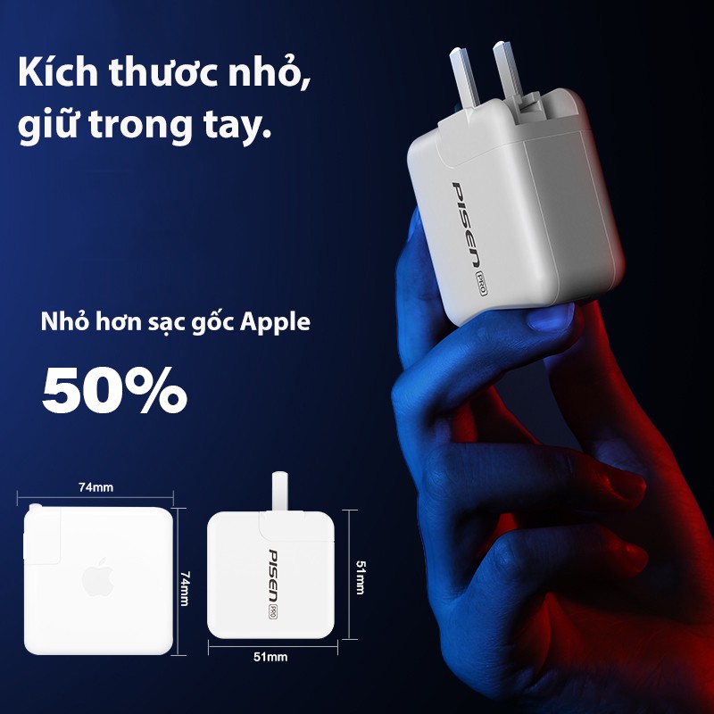 Củ Sạc Nhanh PISEN Pro GaN PD 65W - Super Small - Hàng Chính Hãng