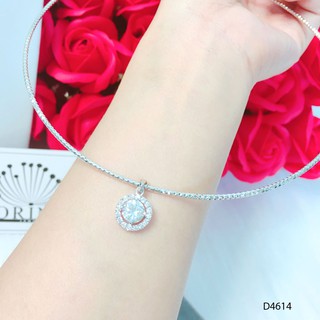Kiềng bạc, kiềng cổ bạc mặt đá tròn thanh lịch thiết kế cao cấp Orin D4614
