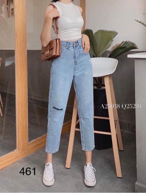 Quần jean baggy lưng cao thiêu hoa cao cấp | BigBuy360 - bigbuy360.vn