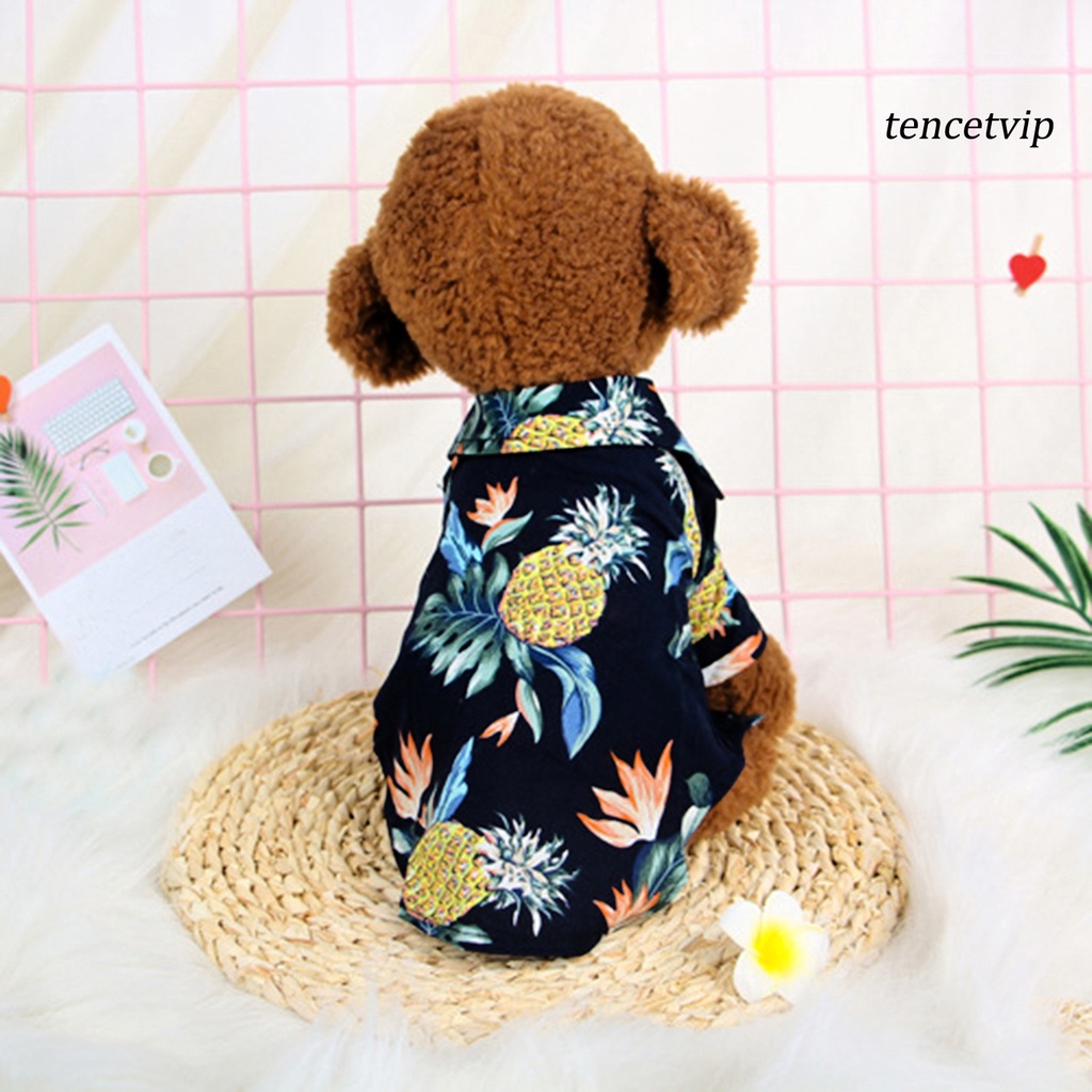 Áo thun cotton thoáng khí in hình cây dừa/quả dứa phong cách Hawaii thời trang mùa hè cho thú cưng