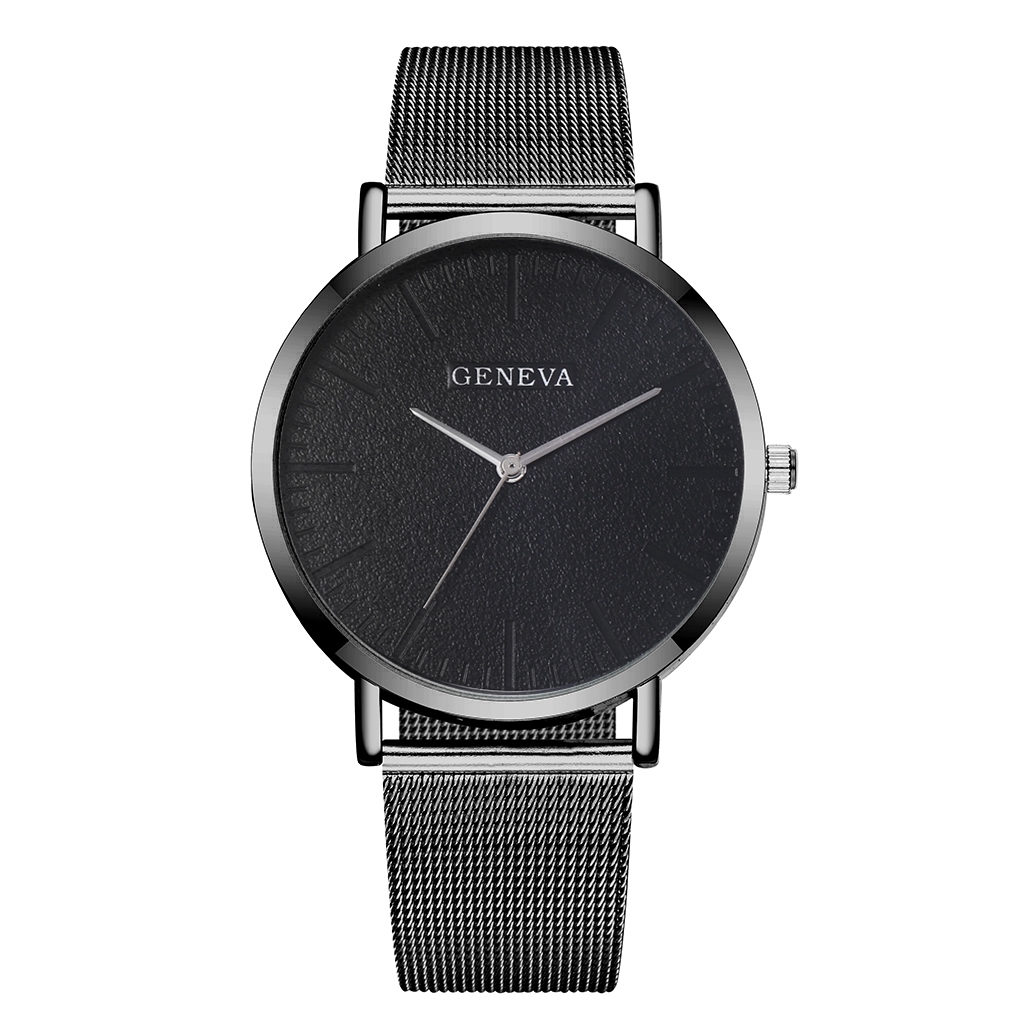 Fashion Unisex Quartz Watches Women Men Stainless Steel Mesh Band Wristwatch