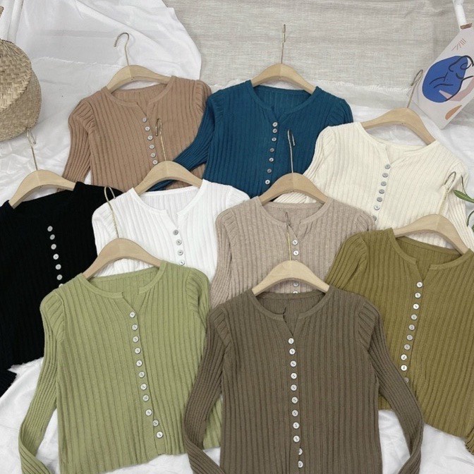 Áo len đũa cài cúc dài tay form ôm co giãn kiểu dáng sexy chất len cao cấp A685 SUTANO