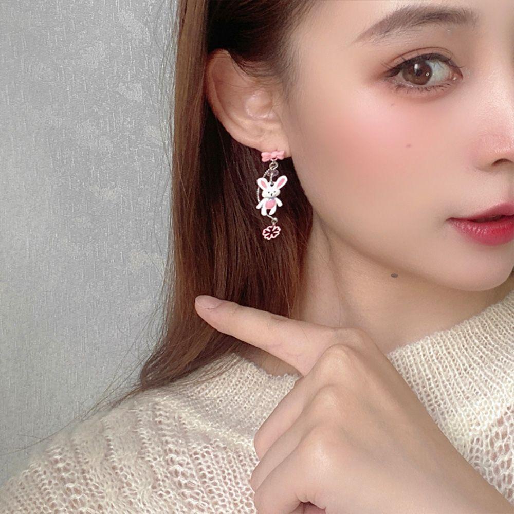 Bông Tai Bất Đối Xứng Hình Thỏ / Gấu / Ngôi Sao Xinh Xắn Cho Nữ