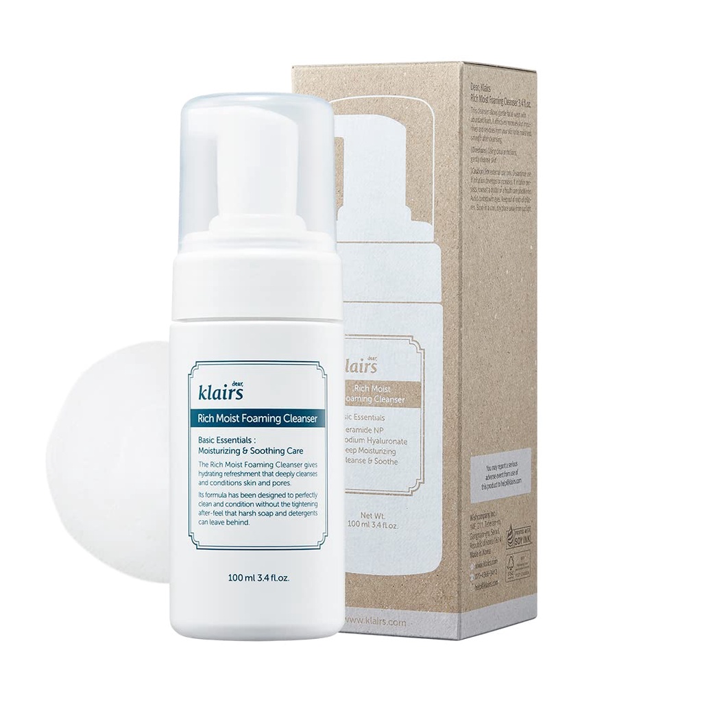 Dear, Klairs Sữa rửa mặt Rich Moist Foaming Cleanser 100ml