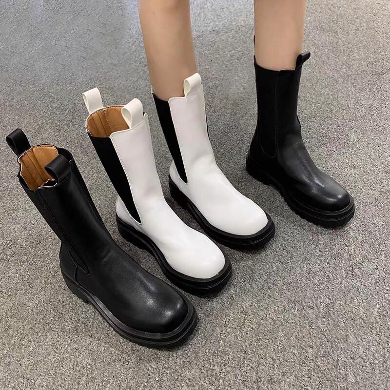 Giày boot ulzzang không khoá không dây Bốt Martin Cổ SIÊU CAO Đế Dày Thời Trang Trẻ Trung Cá Tính