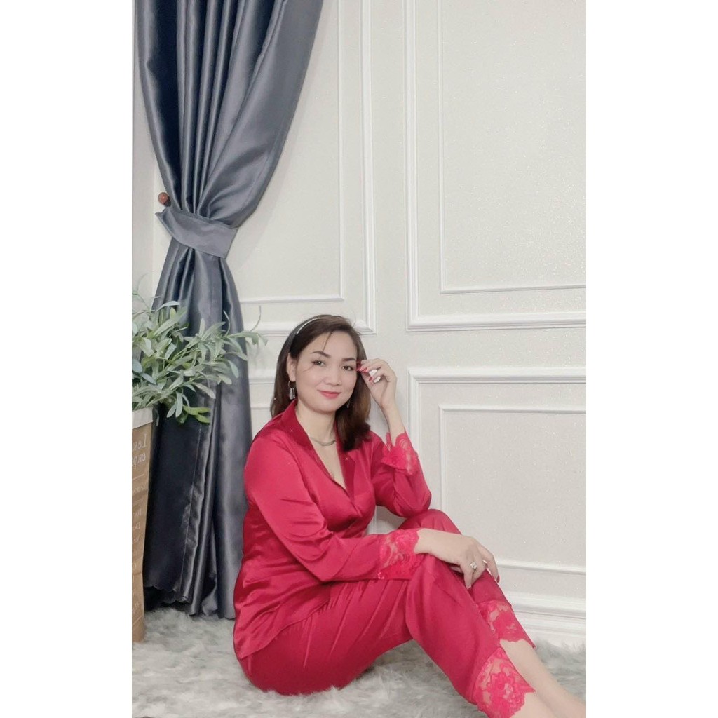 Đồ bộ nữ trung niên,đồ ngủ lụa  quần dài ống rộng,vải lụa latin cao cấp  cho mẹ cho bà | BigBuy360 - bigbuy360.vn