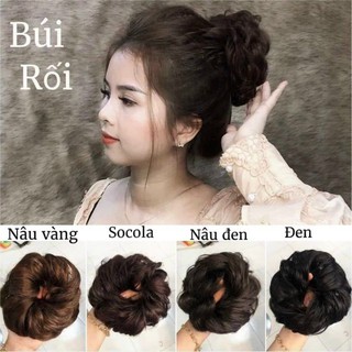 Tóc giả búi xù CAO CẤP. Búi tóc tự nhiên giống tóc thật, dây chun buộc tiện lợi