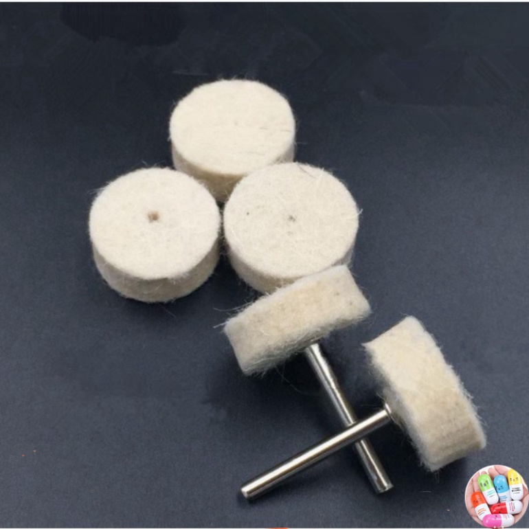 Bộ 5/10 đầu đánh bóng trang sức resin mini cho máy cầm tay - bông nỉ đánh bóng đa năng