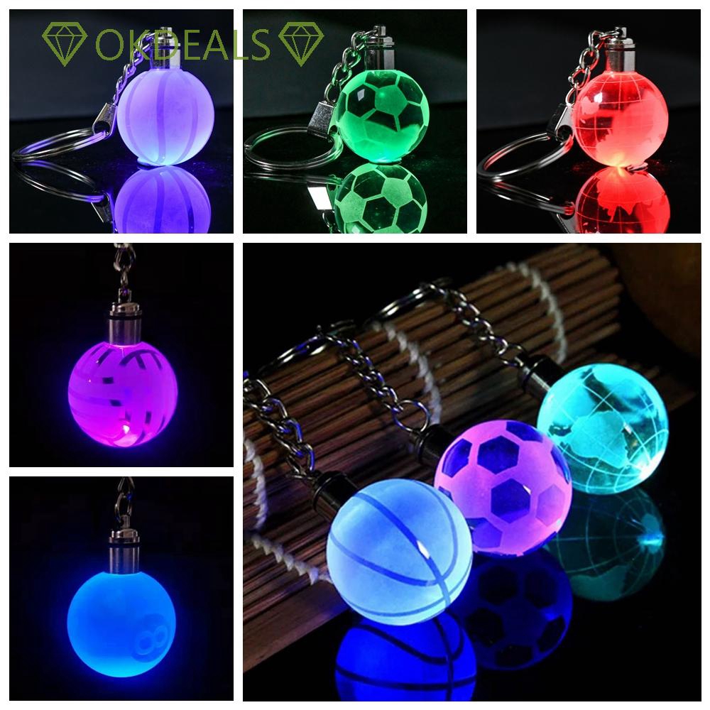 Móc Khóa Hình Quả Bóng Có Đèn LED Phát Sáng Bằng Kính