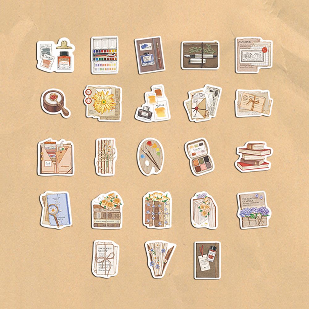 Bộ 46 miếng dán trang trí sổ tay nhật ký họa tiết dễ thương