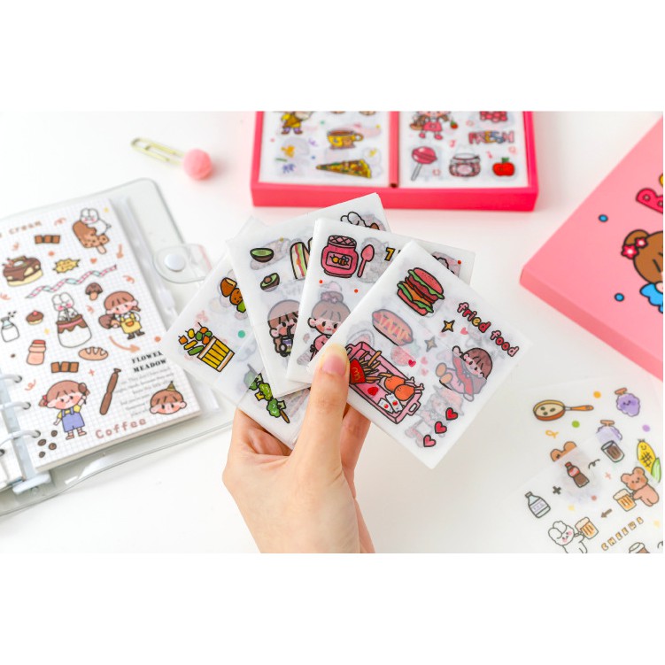 1 Tấm Sticker Mini Thiên Thần Và Thỏ Trắng Vào Bếp Trang Trí Sổ Bullet Journal theboiofficial