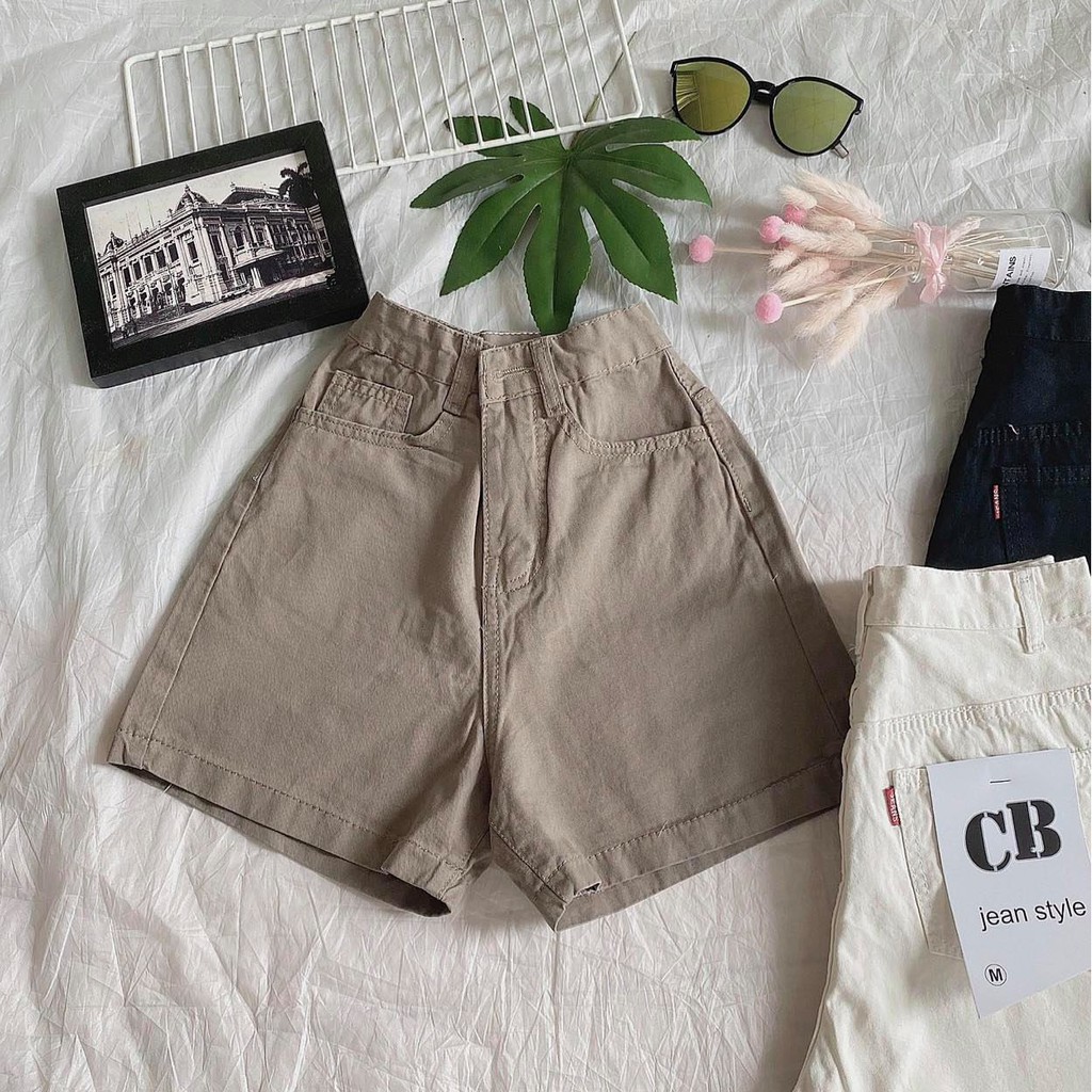 Quần short nữ lưng cao túi mổ phong cách Hàn Quốc quần short kaki nữ quần ngố nữ CHIBEST QTK07