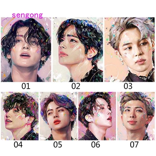 Tranh Treo Poster Hoạt Hình Anime Nhật Bản Bts Jk V Jimin Jin Suga Rm J-Hope