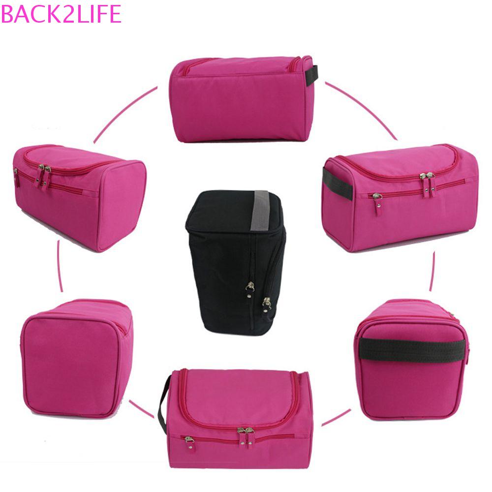 Túi Đựng Mỹ Phẩm BACK2LIFE Bằng Nylon Chống Thấm Nước Có Khóa Kéo Đơn Giản Thời Trang Cổ Điển