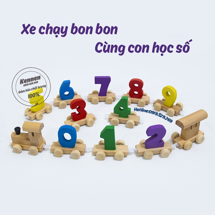 Đoàn tàu số - đồ chơi giáo dục gỗ an toàn (loại đẹp)