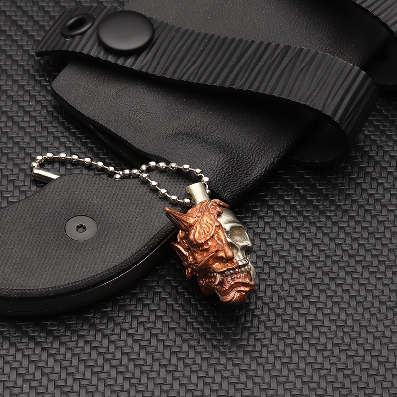 Móc khóa hình đầu lâu bằng đồng thau màu trắng DIY