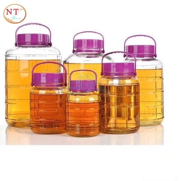 Bình Ngâm Rượu Thủy Tinh Nắp Tím 20L KHÔNG VAN