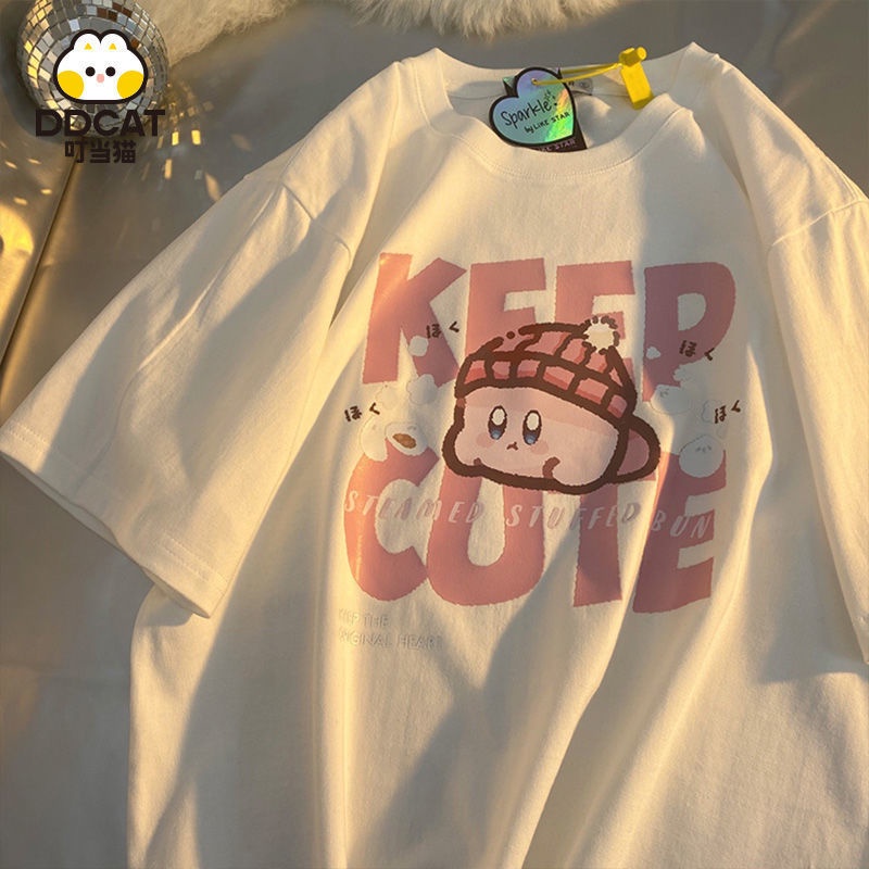 Áo Thun Ngắn Tay Dáng Rộng Thời Trang Mùa Hè Phong Cách Retro Giản Dị