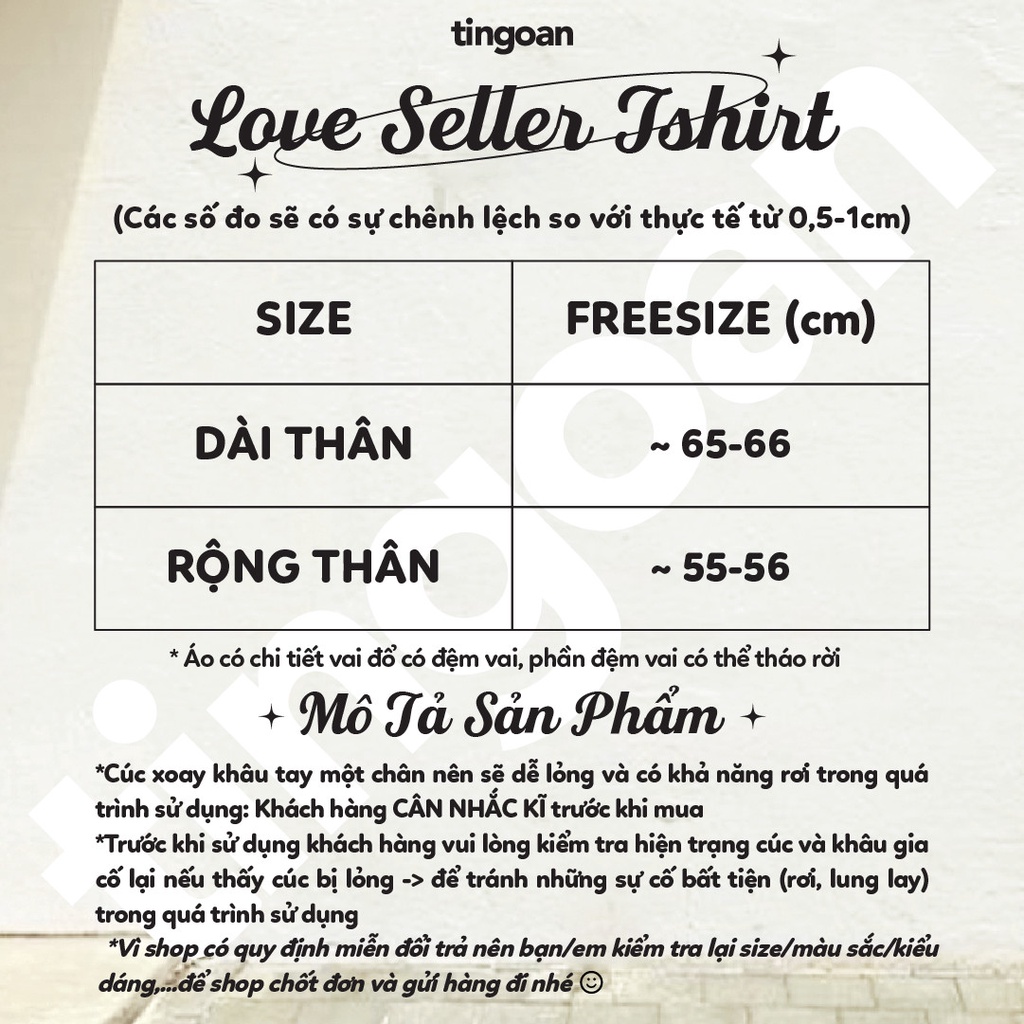 TINGOAN® - Áo phông độn vai 2 lớp cổ tròn đen LOVE SELLER TSHIRT/BL
