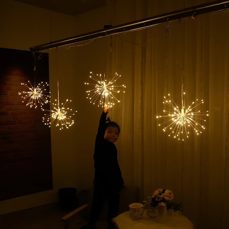 Dây đèn led lõi đồng hình dạng pháo hoa/ bông tuyết treo trang trí rèm/ tiệc cưới/ năm mới/ giáng sinh/ vòng hoa DIY