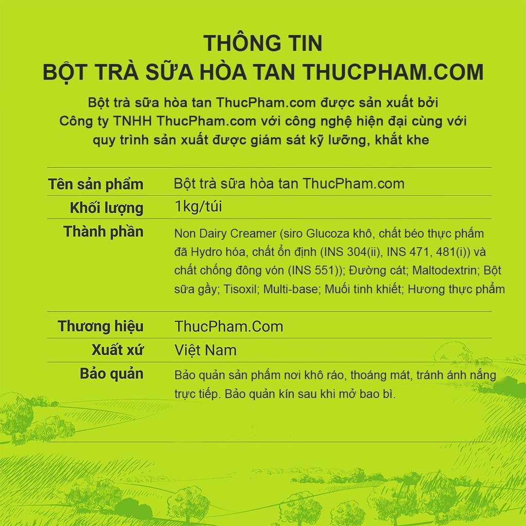 Bột Trà Sữa Hòa Tan ThucPham.com Đủ Vị - Túi 100g và 1kg - Đậm Vị Trà, Béo Ngậy Vị Sữa, Thơm Mùi Tự Nhiên