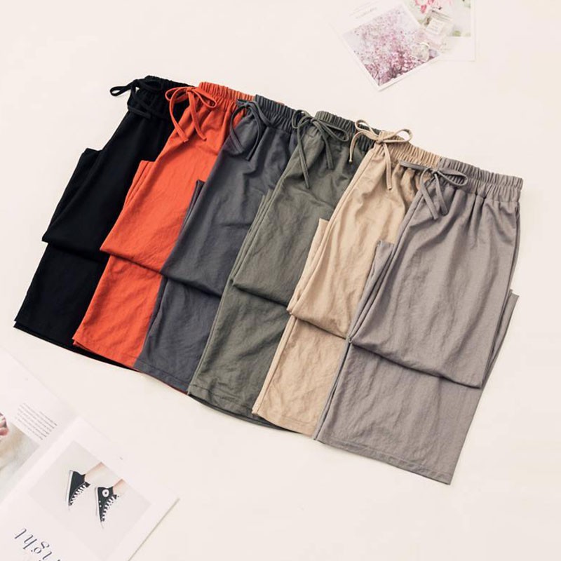 Quần Suông Ống Rộng Nữ Dây Rút