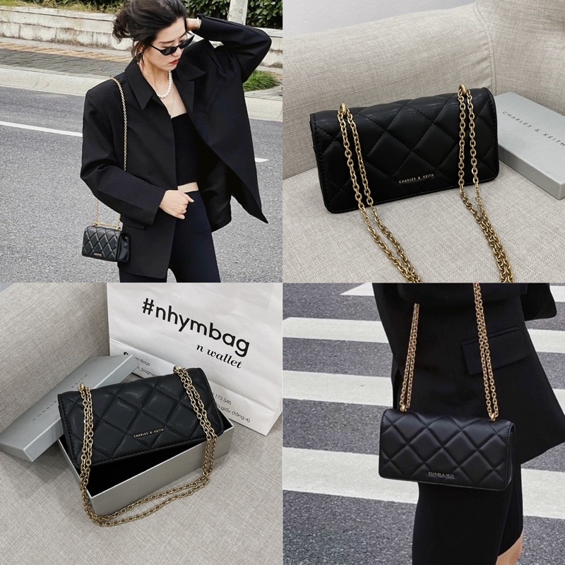 Túi dạng clutch trám ô da lì