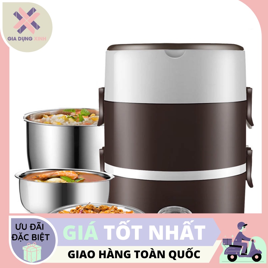 Hộp Cơm Cắm Điện - 3 Tầng Có Chức Năng Giữ Nhiệt, Hâm Nóng và Nấu Chín Đồ Ăn - Dành Cho Dân Văn Phòng, Du Lịch