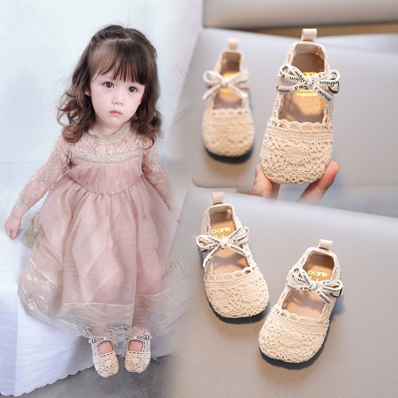 Giày Xăng Đan Đế Mềm Đục Lỗ Thoáng Khí Kiểu Công Chúa Thời Trang Mùa Hè Cho Bé Gái 1-2-3 Tuổi