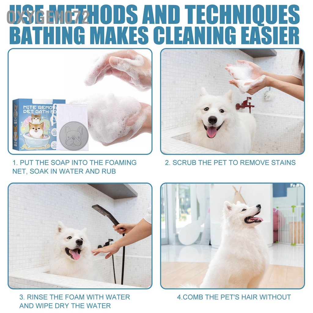 Oxygen072 Xà phòng gội đầu cho thú cưng Soap dưỡng ẩm giảm ngứa dịu nhẹ tắm chó có mùi thơm dành mèo con.