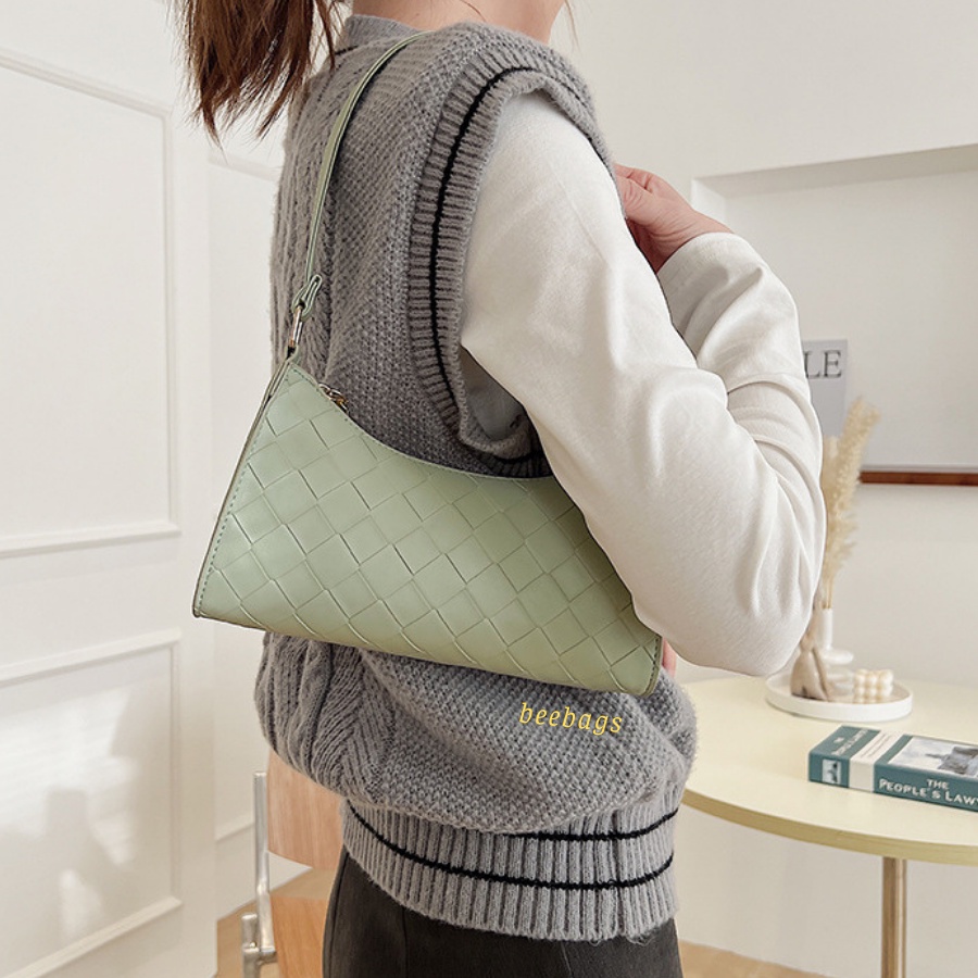 Túi Xách Kẹp Nách Kiểu Đan Len Màu Xanh, Hồng, Trắng, Đen Dễ Phối Đồ | TX13 | Túi Da Nữ Xinh Xắn Phù Hợp Mọi Outfit