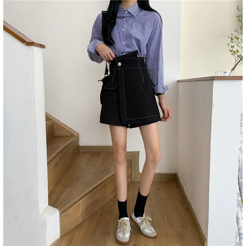 Xiaozhainv Chân Váy Chữ A Lưng Cao Kiểu Lệch Cá Tính Thời Trang Hàn Quốc | BigBuy360 - bigbuy360.vn