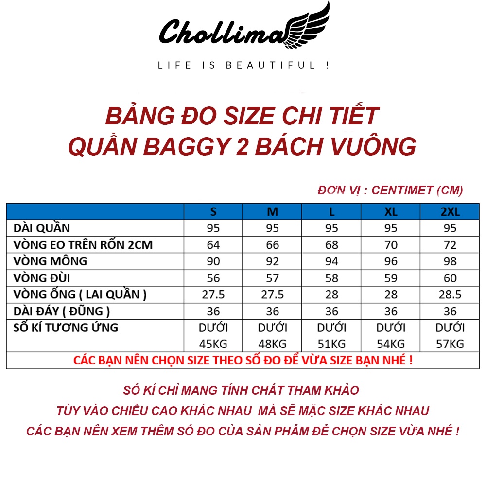 Quần baggy jeans nữ Chollima form rộng 2 bách vuông,lưng thun QD016 phong cách hàn quốc