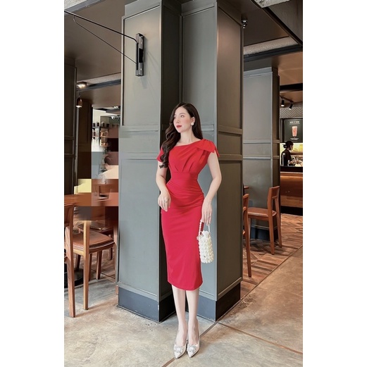 Váy body nữ dáng dài ngắn tay siêu tôn dáng a29,Váy đầm dự tiệc sang trọng công sở thiết kế tay ngắn