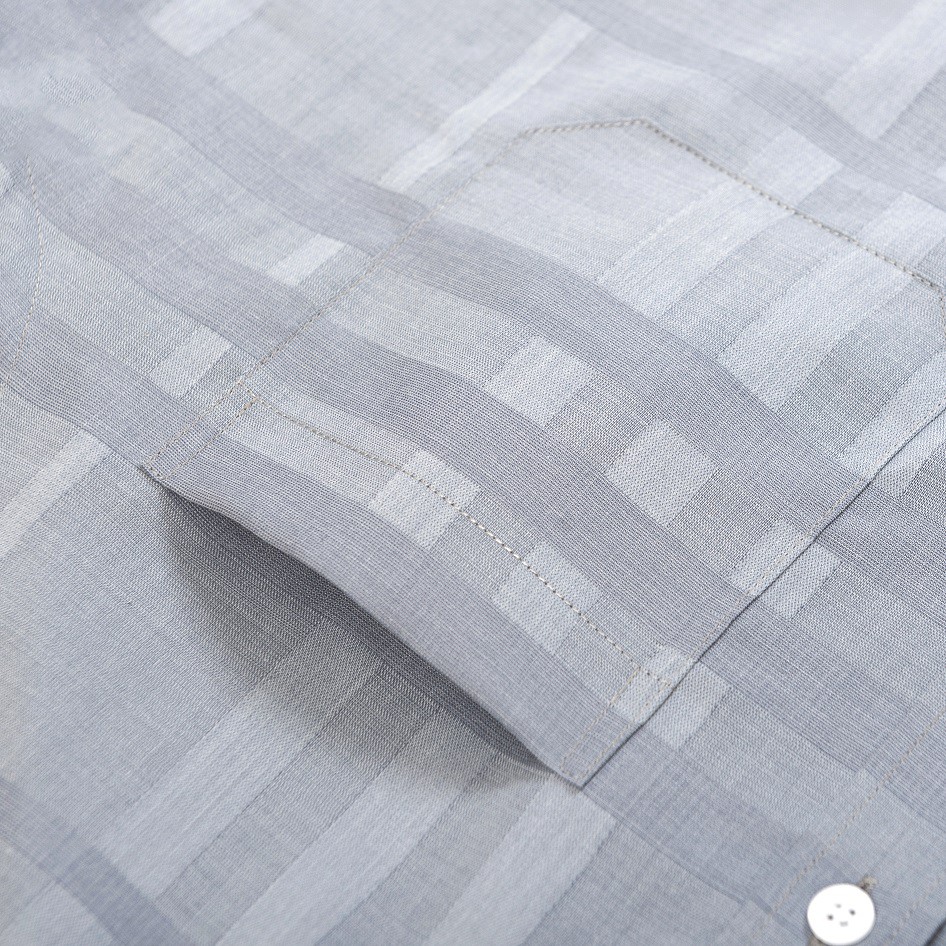 Áo Sơ Mi Nam Công Sở Trung Niên Anton Somianton Dài Tay Màu Xám Ghi Họa Tiết Kẻ Caro - AT202