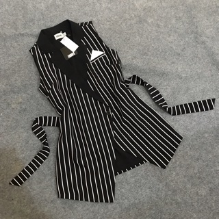 Áo vest nữ công sở, áo vest kẻ sát nách