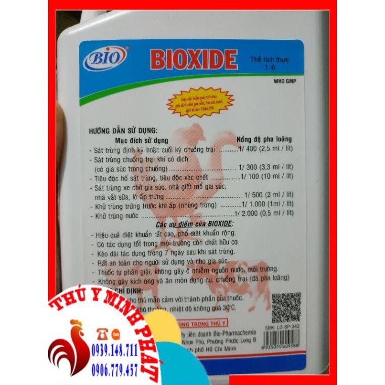 SÁT TRÙNG BIO XIDE CHAI 1 LÍT (bioxide)