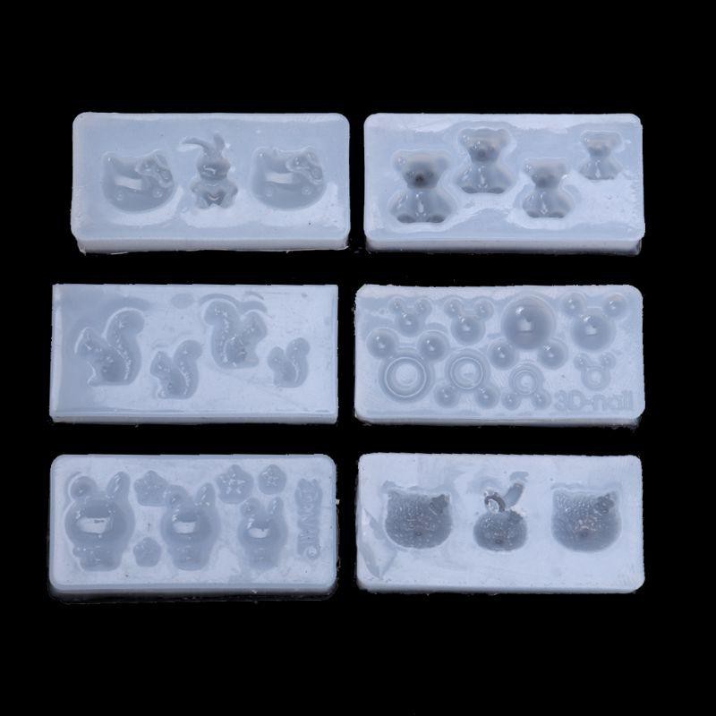 Set 6 khuôn silicone tạo hình động vật 3d trang trí móng nghệ thuật