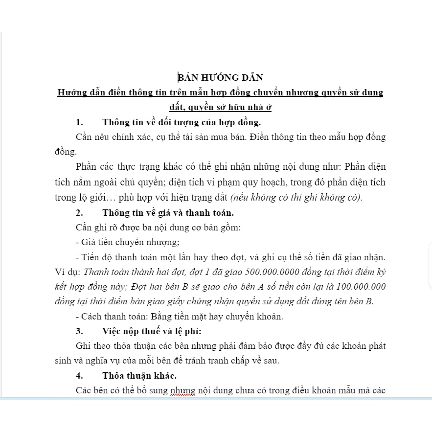Mẫu hợp đồng mua bán nhà đất, hợp đồng chuyển nhượng quyền sử dụng đất + Tài liệu hướng dẫn của Luật sư