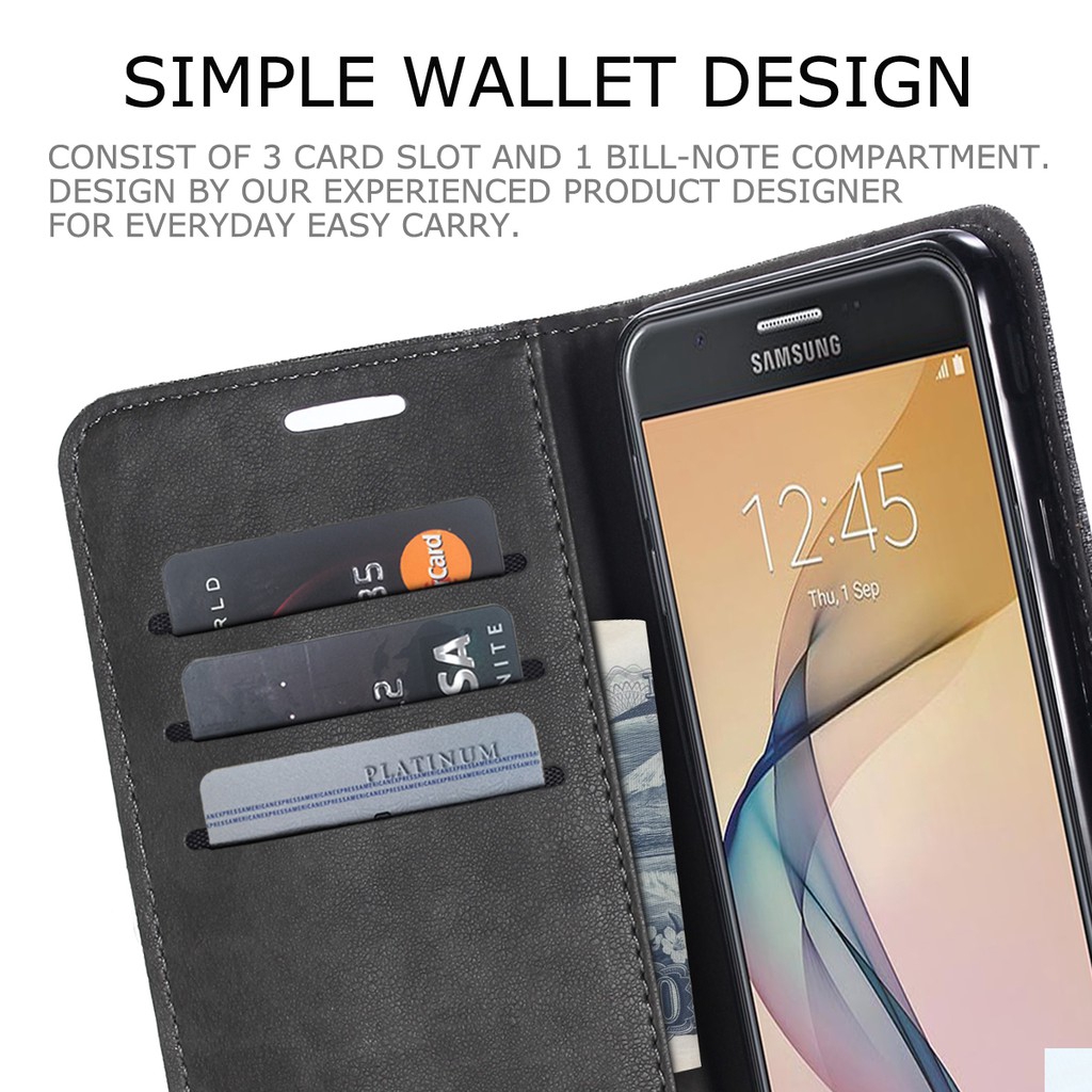 Bao da nắp gập vải canvas cho Samsung Galaxy J1 Mini Prime / J2 Prime / J7 Prime