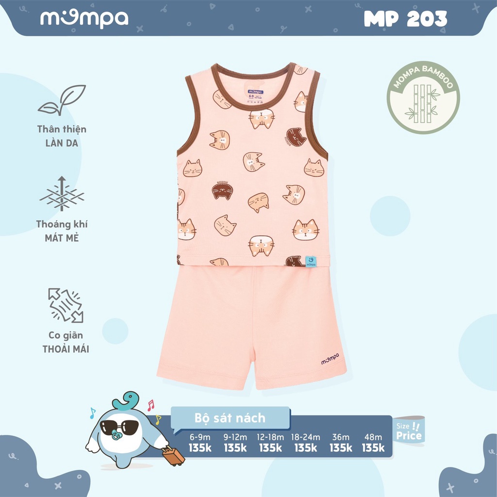 Bộ ba lỗ cotton họa tiết trẻ em MP203/MP205 Mompa