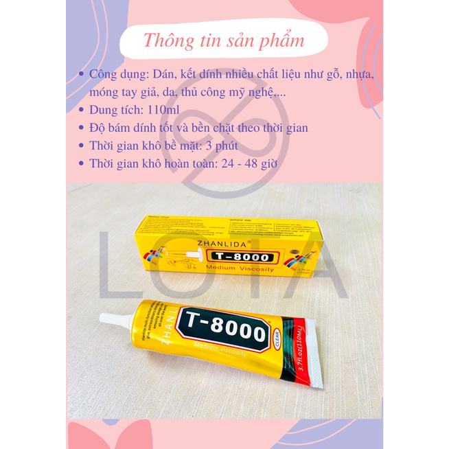 KEO DÁN CHI TIẾT NHỎ T8000 kết dính nhiều chất liệu gỗ nhựa da nỉ dùng cho thủ công mỹ nghệ bền tốt đa năng super glue