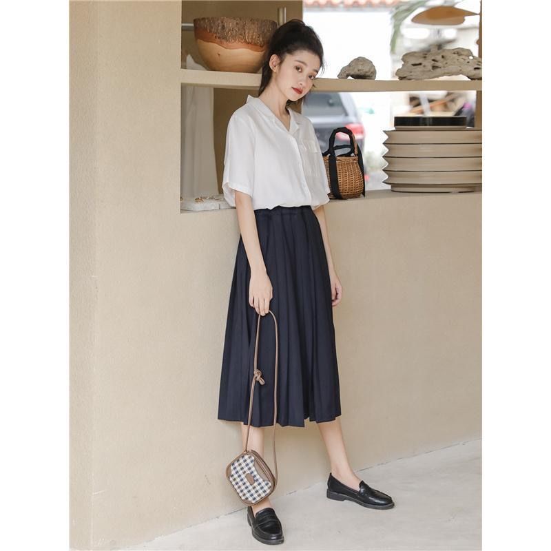 Áo sơ mi nữ tay ngắn có túi dễ thương cute